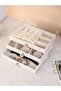 3-Tier Accessory Organizer with Acrylic Cover, Beige - 2