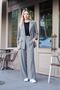 Women's Silky Textured Modal Fabric Collar Pocket Flap Oversize Casual Blazer Jacket-Anthracite