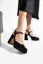 Stylish and Comfortable Evening Dress Shoes - Black Satin - 11 cm Thick Heeled Shoes - 4