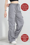 Women's Oversize Parachute Fabric Cargo Pocket, Leg Clip, Baggy Trousers