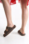 Pelivessa Brown Daily Stylish Double Buckle Orthopedic Comfortable Straw Ergonomic Non-Slip Sole Slippers - 4