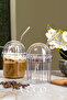 2-Piece Crystal Plastic Pinterest Cups, Glass Straw Cups for Coffee Lemonade Soft Drink Tea Cocktail Presentation - 4