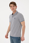 Men's Slim Fit Polo Neck Gray Melange Basic T-Shirt 50305980-Vr086 - 4