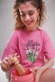 Women's Pink Oversize T-Shirt - the Matcha Club Printed - 5