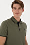 Men's Slim Fit Polo Neck Dark Khaki Basic T-Shirt 50305980-VR111 - 3