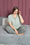 Plus Size Crew Neck Button Short Sleeve Pajama Set