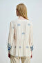 Blue Floral Printed Relaxed Cut Viscose Blouse - 4