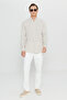 360 Stretching in All Directions Cotton Slim Fit Button Collar Knitted Beige Shirt - 2