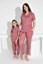 Mother Daughter Combination Short Sleeve Shirt Long Bottom Milan Fabric Medium Thick Pajamas Set