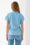 Women's Shirt Collar Short Sleeve Wrap Blouse Light Blue - 20270 - 8