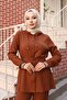 بدلة مضلعة باللون البني - 2