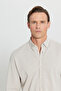 360 Stretching in All Directions Cotton Slim Fit Button Collar Knitted Beige Shirt - 5