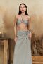 Lovina Striped Gray Crop Skirt Set - 8