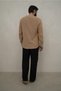 Owen Men's Oversize Judge Collar Caramel Muslin Shirt - 4