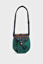 Mint Green Women's Gray Cross Strap Shoulder Bag