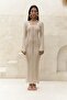 Paulina Lace Mesh Beige Knitwear Dress - 2
