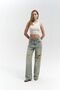 Oldwin Dirty Gray Vintage Print Detail Jeans Pants