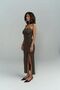 Cintia Back Low-cut Brown Knitwear Dress - 4