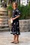 Black Butterfly Patterned Skirts Ruffled Summer Cotton Combed Dress - 3