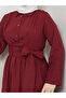 Women's Standard Collar Buttoned Fixed Belted Loose Sleeve Hijab Dress - 7