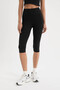 Below the Knee Sports Black Women's Leggings E2679Ax/Bk81 - 4