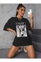 Black Oversize T-shirt If You Don't Pay My Bills Printed - 4