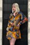 Mustard Print Short Women's Dress Mg2429 - 4