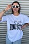Houston Printed Women's Oversize Cobalt Blue White Salas T-shirt Boyfriend