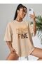 تي شيرت مطبوع كبير الحجم من Everything's Fine كاجوال Boyfirend