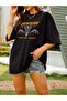 Black Oversize T-shirt Take Me A Way Printed - 2
