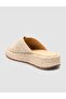 Beige Women's Slippers with Straw Detail - 6
