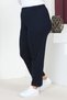 Women's Large Size Comfort Model Elastic Waist Pocket Lycra and Comfortable Fit Wide Leg Pants - 5