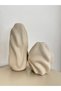 Ceramic Beige 2-Piece Wave Vase Set - 2