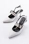 Inf-260 White Daily Open Back Helmet Buckle Heeled Shoes - 3