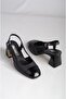 Seç 2569 Genuine Leather Women's Classic Shoes with Heel (Heel Height: 6.5 cm) Black - 3