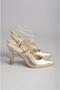 Seç 1126 Genuine Leather Women's Shoes with Heel (Heel: 10cm) Gold - 3