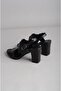 Seç 1155 Genuine Leather Heel Sandals (Heel Height: 8 cm) Black - 4