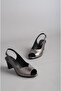 Seç 0318 Genuine Leather Heel Sandals (7cm) Platinum - 6