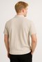 Men's Beige Half Zipper Ottoman T-Shirt - 2