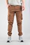 Men's Mink-Brown Slim Fit Slim Fit Jogger Cargo Pocket Elastic Leg Trousers - 3
