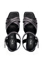 Women's Genuine Leather Anthracite Heeled Sandals - 6