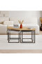 Nesty Coffee Table Nest of 3 Tables Metal Legs Oak- Retro Grey- Marble White