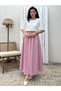 Pink Purple Floral Poplin Flared Skirt
