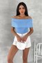 Women's Baby Blue Standard Size Madonna Cotton Thin Knitwear Blouse - 2