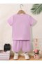 Girl's Floral Kuromi Printed T-Shirt Shorts Bottom Top Children's Set - 2