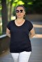 Boat Neck Low Sleeve Large Size Lycra Cotton Body Blouse - 3