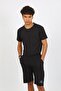 Men's Cotton Lacoste Bottom Top Capri Pajama Suit Black 6872 - 2