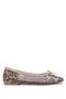 Women's Leather & Textile Beige Leopard Ballerina Shoes