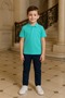 Polo Collar Short Sleeve Ice Blue School T-Shirt