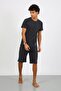 Men's Cotton Lacoste Bottom Top Capri Pajama Suit Smoked 6872 - 2